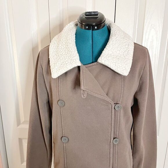 Gap Faux Sherpa Collar Aviator Pilot Biker Moto Double Breasted Button Jacket - Picture 6 of 16